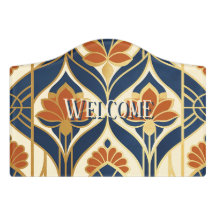 Art Déco Terre cuite Navy & Or Fleur de Bienvenue