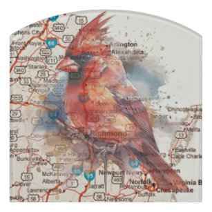 Plaque De Porte Cardinal sur Virginia Road Map