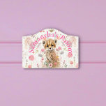 Plaque De Porte Cute Cheetah Cub Pastel Watercolor Spring Flowers<br><div class="desc">This cute nursery kids room door sign features a cute baby Cheetah cub sitting amongst watercolor pastel spring flowers. Change the personalized name or delete</div>