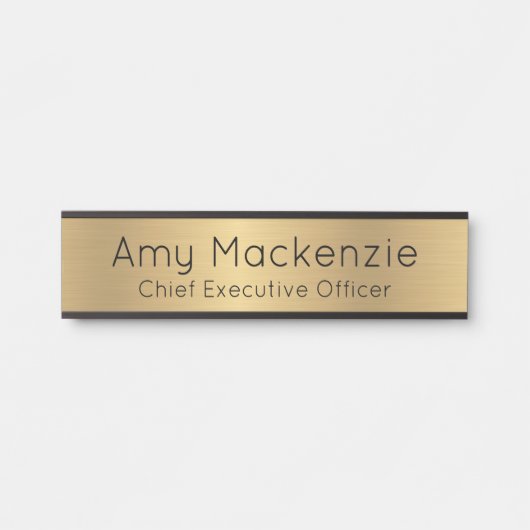 Plaque de porte de bureau à aspect métallisé or (Devant)