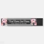 Plaque de porte de bureau à fleurs rose noir avec  (Devant)