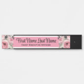 Plaque de porte de bureau à fleurs rose noir avec  (Devant)