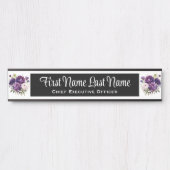 Plaque de porte de bureau à fleurs violettes profo (Devant)