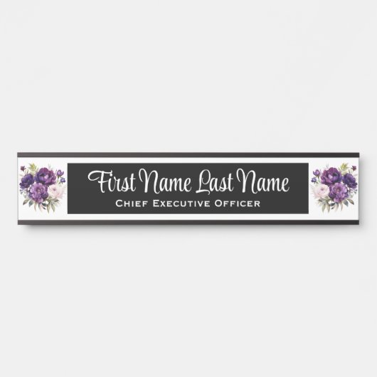 Plaque de porte de bureau à fleurs violettes profo (Devant)