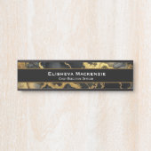 Plaque de porte de bureau en marbre noir et or (Devant)