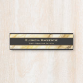 Plaque de porte de bureau en marbre noir et or (Devant)