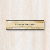Plaque de porte de bureau en marbre noir et or (Devant)