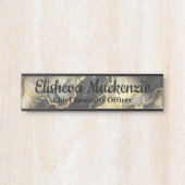Plaque de porte de bureau en marbre noir et or (Devant)