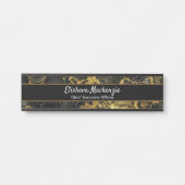 Plaque de porte de bureau en marbre noir et or (Devant)