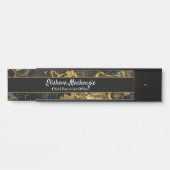 Plaque de porte de bureau en marbre noir et or (Devant)