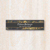 Plaque de porte de bureau en marbre noir et or (Devant)