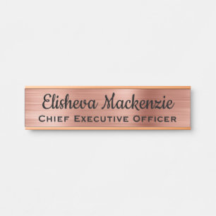 Plaque de porte de bureau en or rose de luxe