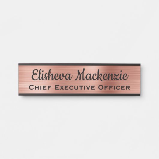 Plaque de porte de bureau en or rose de luxe (Devant)
