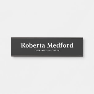 Plaque de porte de bureau moderne noir et blanc