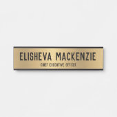 Plaque de porte de bureau - Or et Noir (Devant)