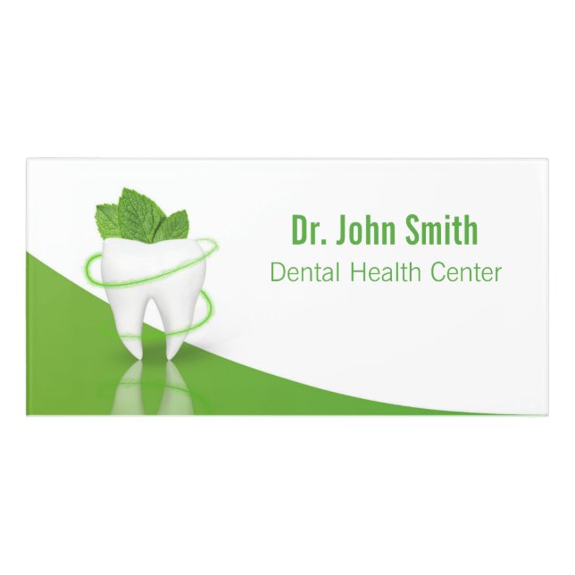 Plaque De Porte Dental Médicale Mint Leaf Tooth - Panneau de la ch (Devant classique)
