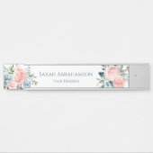 Plaque de porte florale en roses avec nom (Devant)