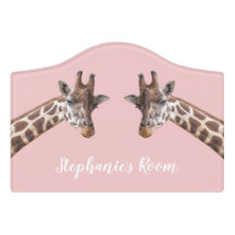 Giraffes Cute Safari Animaux sur Filles roses Nom