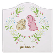 Plaque de porte Lapin Couronne Douce avec nom