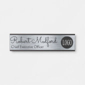 Plaque de porte Logo aspect argent moderne (Devant)