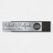Plaque de porte Logo aspect argent moderne (Devant)
