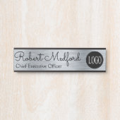 Plaque de porte Logo aspect argent moderne (Devant)