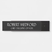 Plaque de porte noire moderne pour professionnel (Devant)