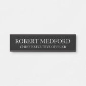 Plaque de porte noire moderne pour professionnel (Devant)