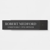 Plaque de porte noire moderne pour professionnel (Devant)