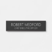 Plaque de porte noire moderne pour professionnel (Devant)