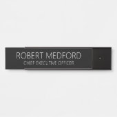Plaque de porte noire moderne pour professionnel (Devant)