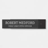 Plaque de porte noire moderne pour professionnel (Devant)