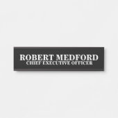 Plaque de porte noire moderne pour professionnel (Devant)