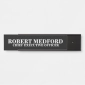 Plaque de porte noire moderne pour professionnel (Devant)
