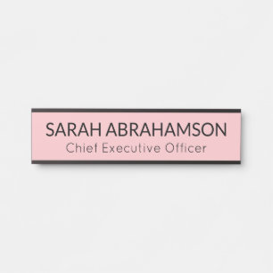 Plaque de porte - Nom Simple Rose