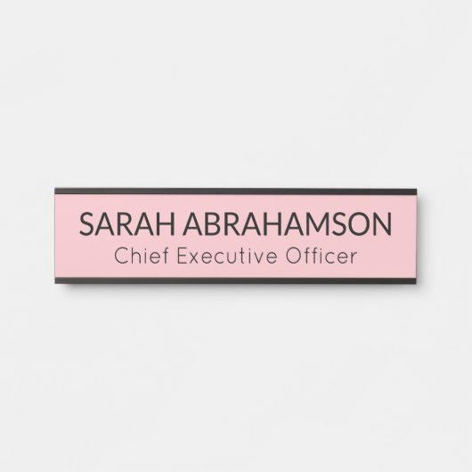 Plaque de porte - Nom Simple Rose (Devant)