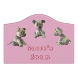 Plaque De Porte Panneau de porte - Jouets et nom de chaton fourrés