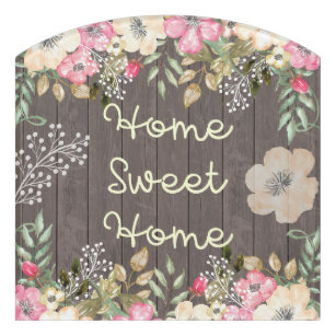 Plaque De Porte Rustic Home Sweet Home Bois Floral