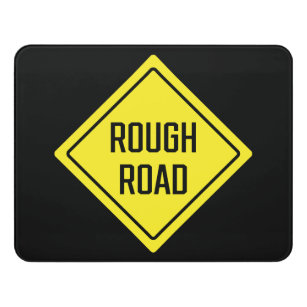 Plaque De Porte Signal d'avertissement jaune de la route rugueuse 