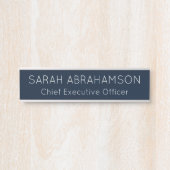 Plaque de porte simple bleu marine et argent - Pla (Devant)
