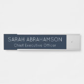 Plaque de porte simple bleu marine et argent - Pla (Devant)