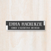 Plaque de porte suspendue moderne noir et blanc (Devant)