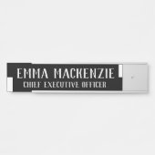 Plaque de porte suspendue moderne noir et blanc (Devant)