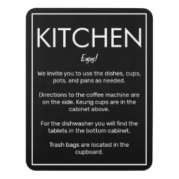 Plaque De Porte SYMBOLE DE CUISINE NOIRE DE BASE Moderne