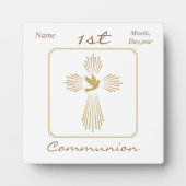 Plaque de première communion "Croix d'or avec colo (Devant)