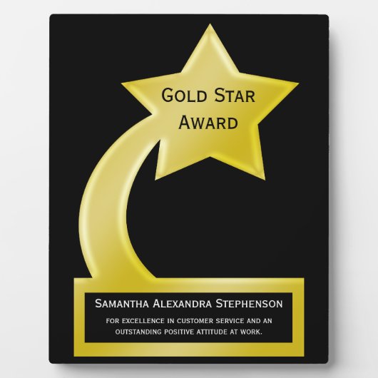 Plaque de récompense personnalisée Gold Star (Devant)