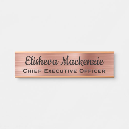 Plaque de signalisation de luxe Rose Gold Office P (Devant)