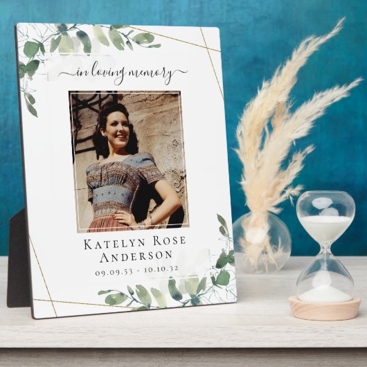 Plaque de souvenir de photo de funérailles au euca (Côté)