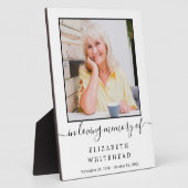 Plaque de souvenir photo simple à la mémoire de (Côté)