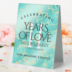 Plaque De Table 11ème anniversaire de Mariage turquoise